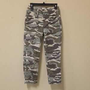 J. Crew Women Green and Tan Camo Straight Leg Utility Pants Size 25
